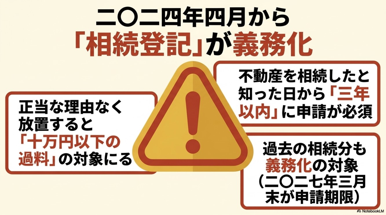 2024年4月からの相続登記義務化と、放置した場合の罰則（10万円以下の過料）