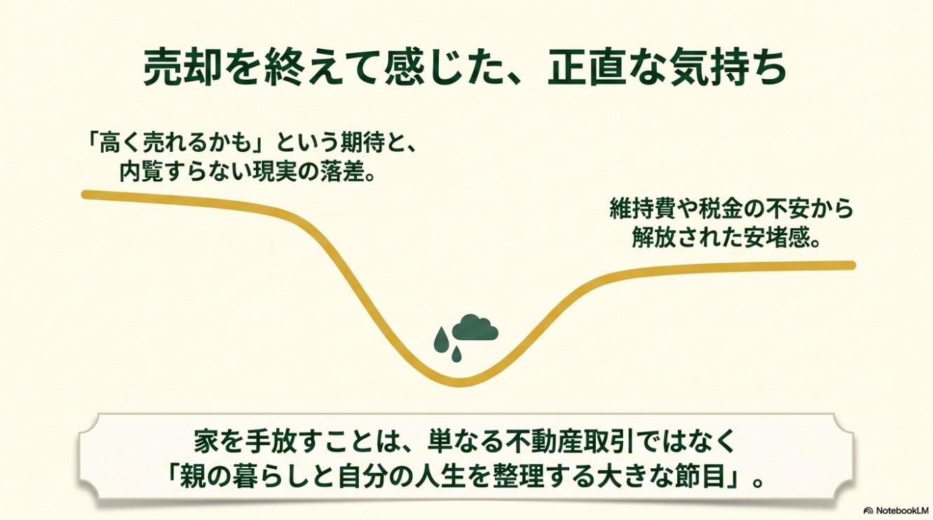 家を手放した後の寂しさと安堵感など、売却を終えて感じた正直な気持ち
