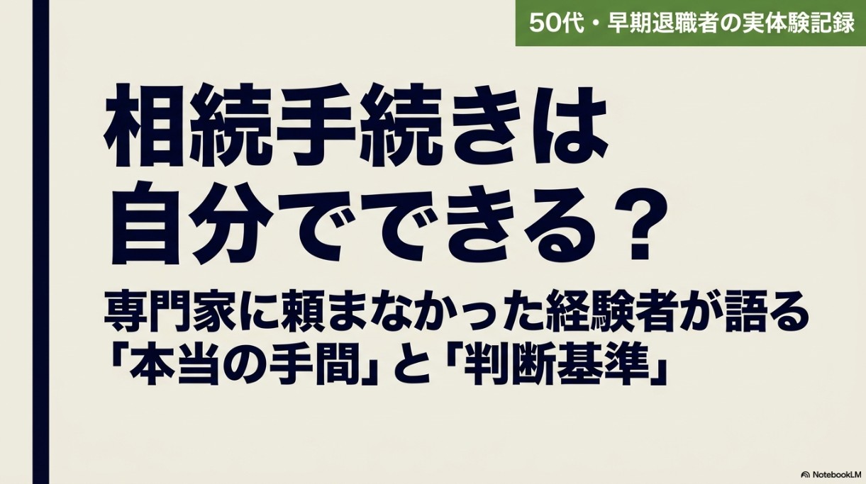 相続手続きは自分でできる？専門家に頼まなかった経験者が語る本当の手間と判断基準