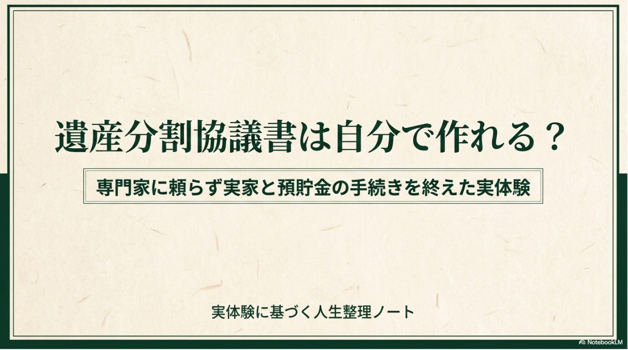 遺産分割協議書は自分で作れる？専門家に頼らず実家と預貯金の手続きを終えた実体験
